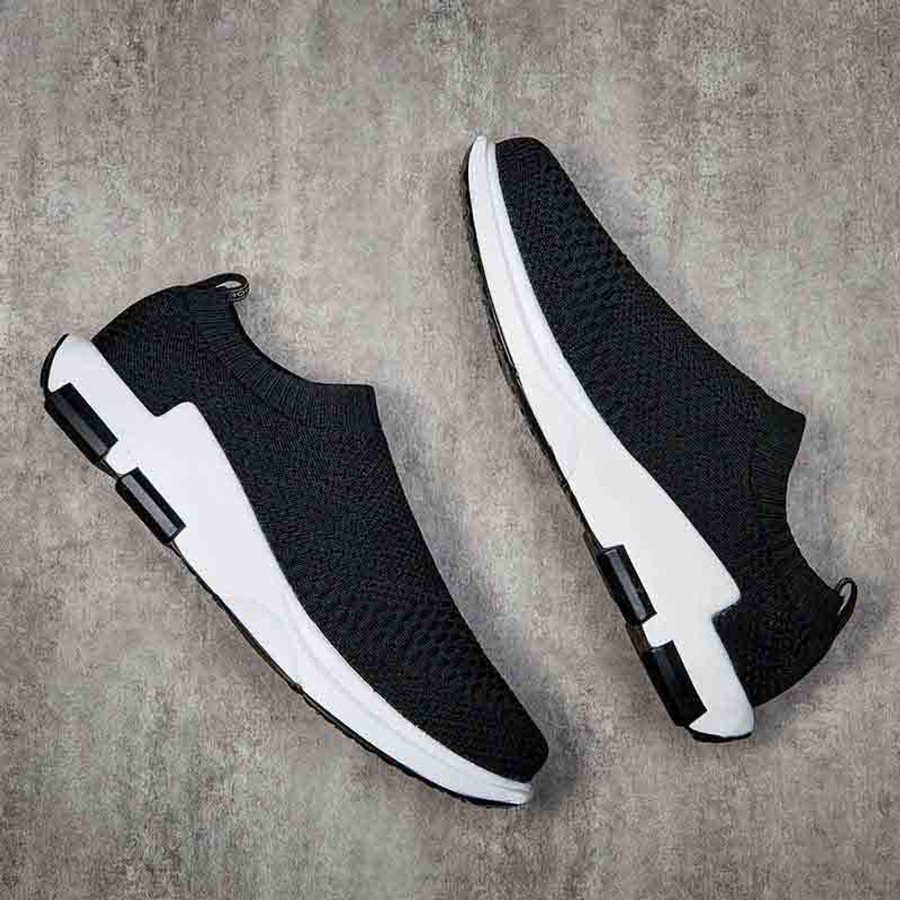 Black white check flyknit slip on shoe sneaker | Mens shoe sneakers ...