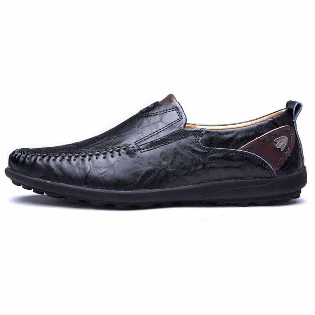 Black ornament decorated urban slip on shoe loafer | Mens shoe loafers ...