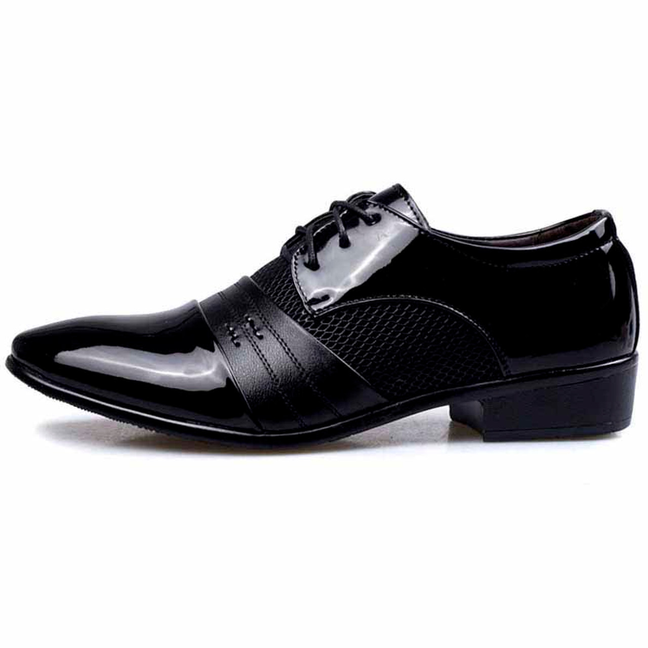 Black check pattern leather derby dress shoe | Mens dress shoes online ...