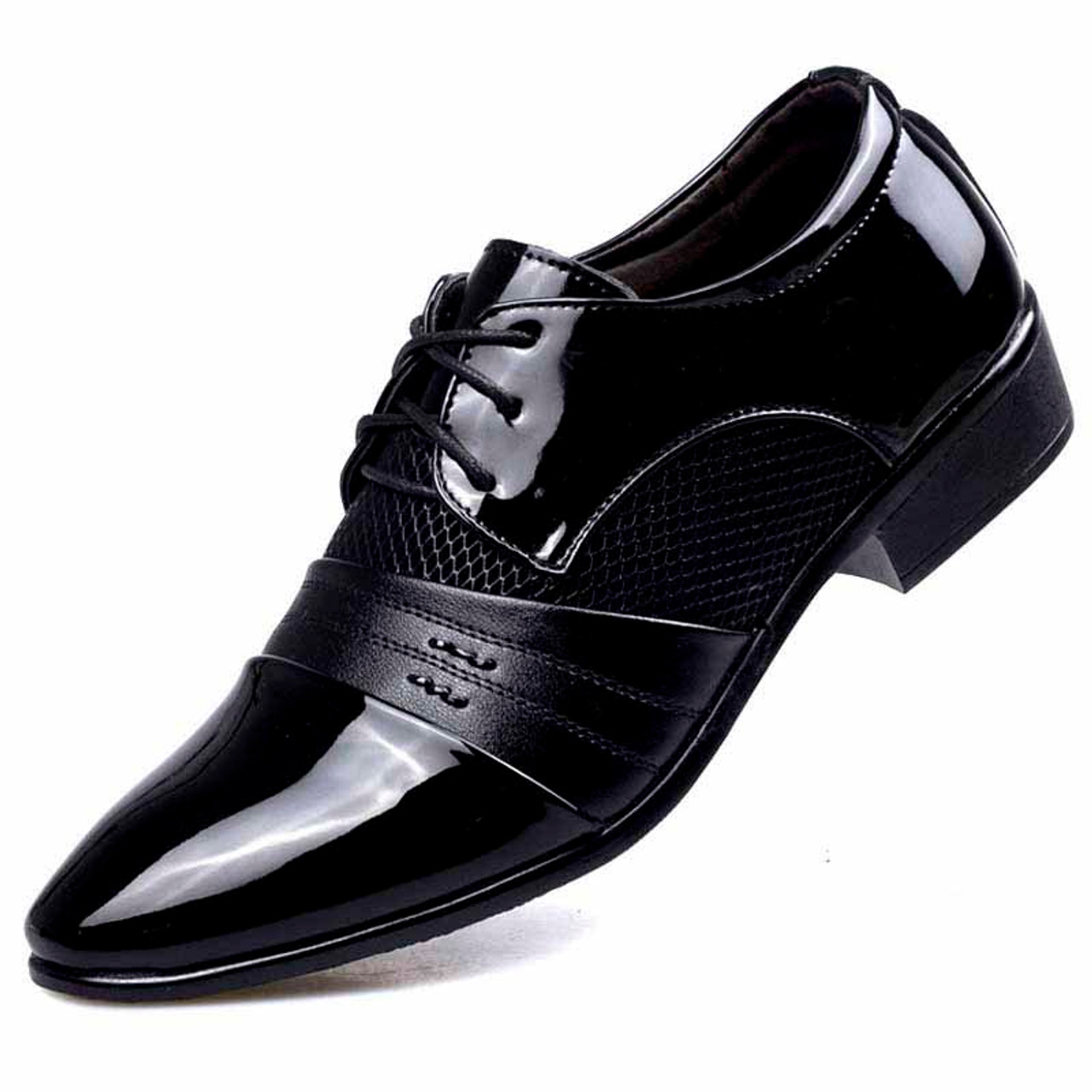 Black check pattern leather derby dress shoe | Mens dress shoes online ...