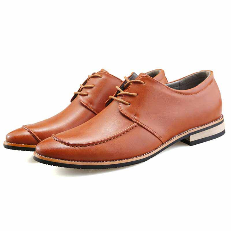 Brown plain color derby lace up dress shoe Mens dress shoes online 1357MS