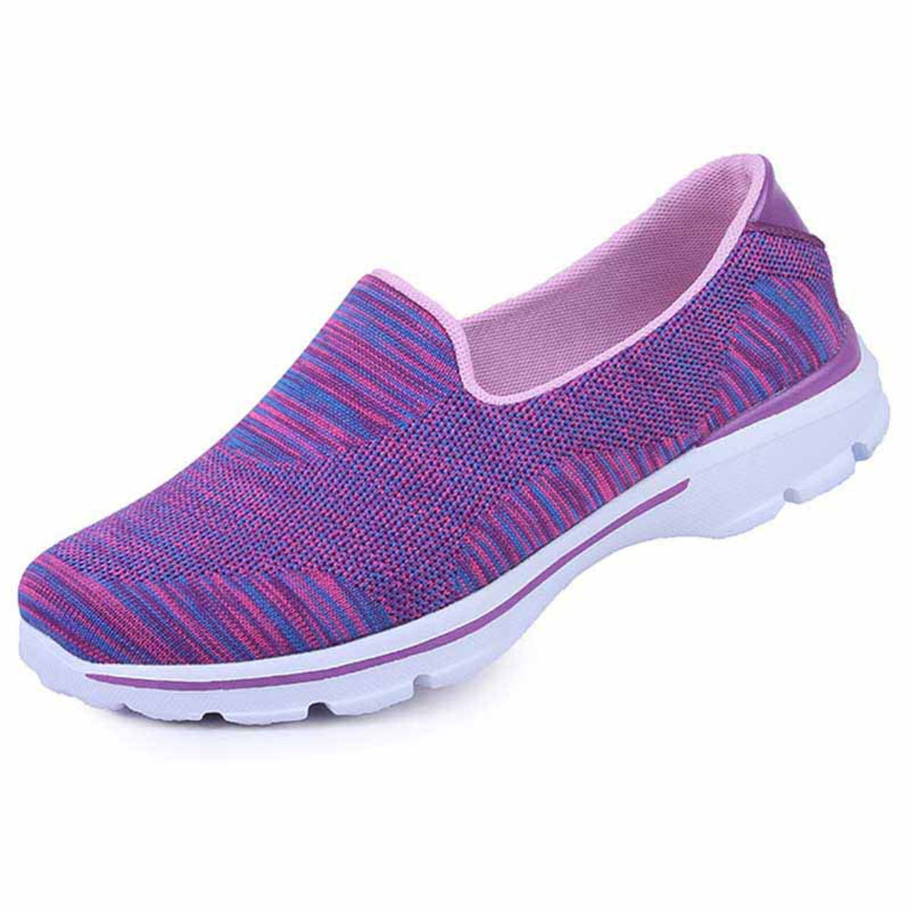 Purple stripe pattern flyknit slip on shoe sneaker | Womens sneakers ...