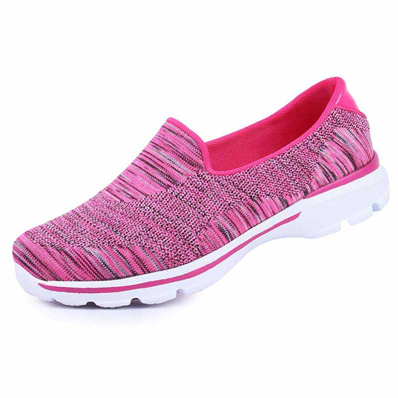 Red stripe pattern flyknit slip on shoe sneaker | Womens sneakers shoes ...