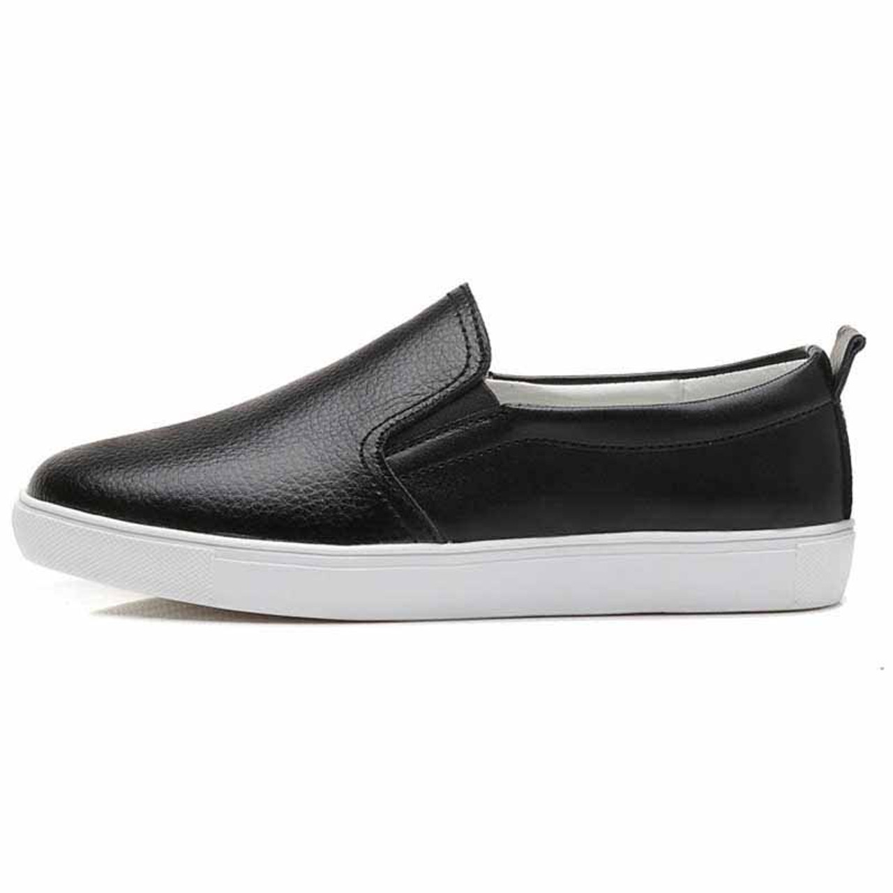 Black plain color casual slip on shoe sneaker | Womens sneakers shoes ...