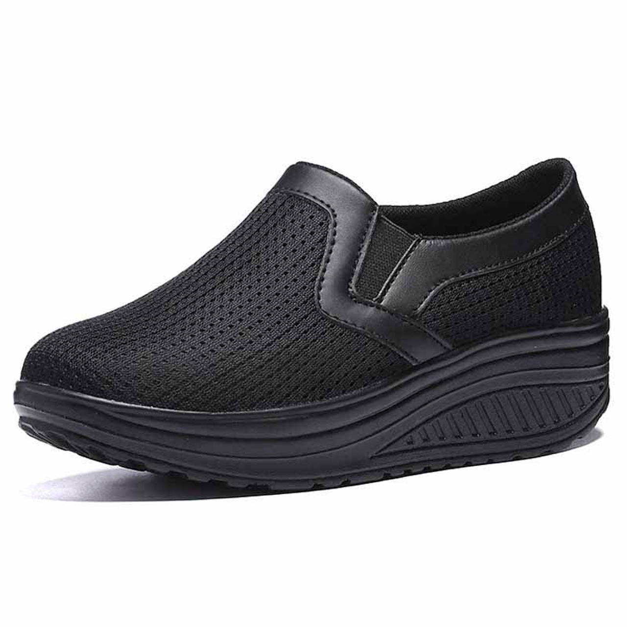 Plain black store slip on shoes