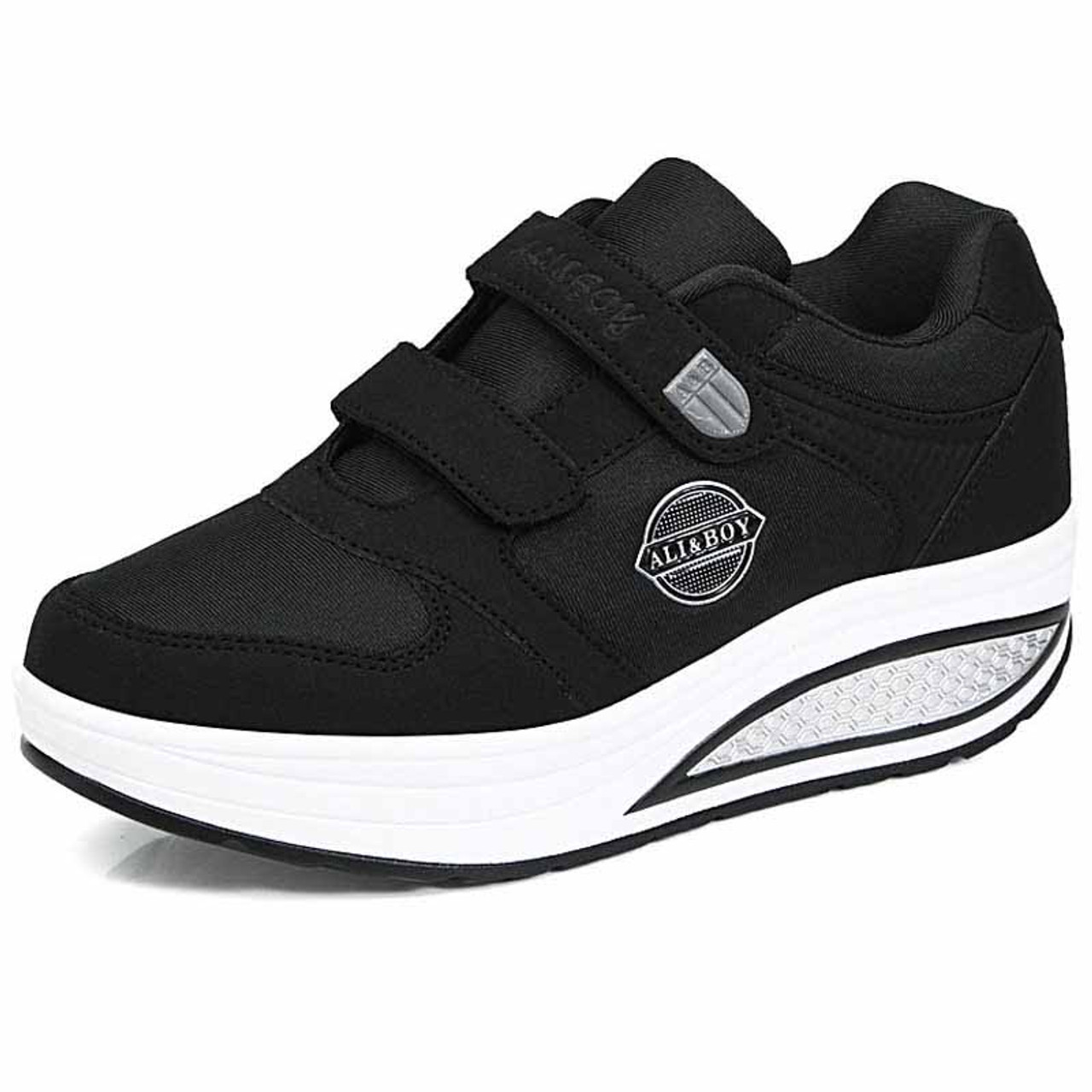 black sneakers velcro