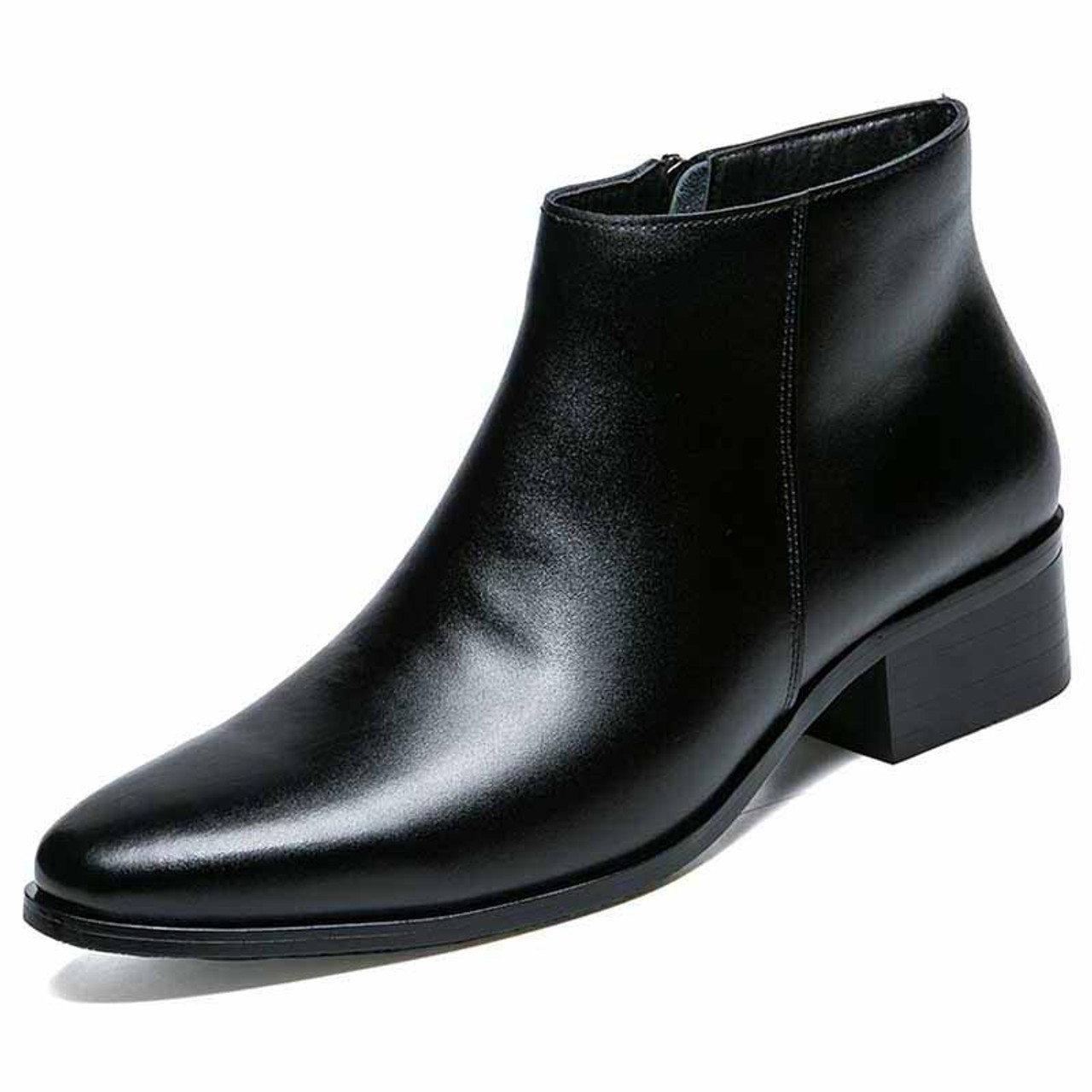 black leather shoe boots uk