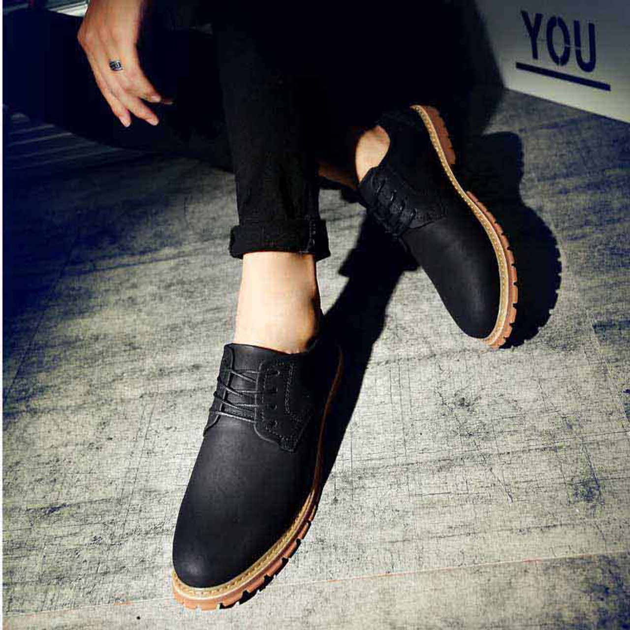 Black retro leather derby dress shoe | Mens dress shoes online 1401MS