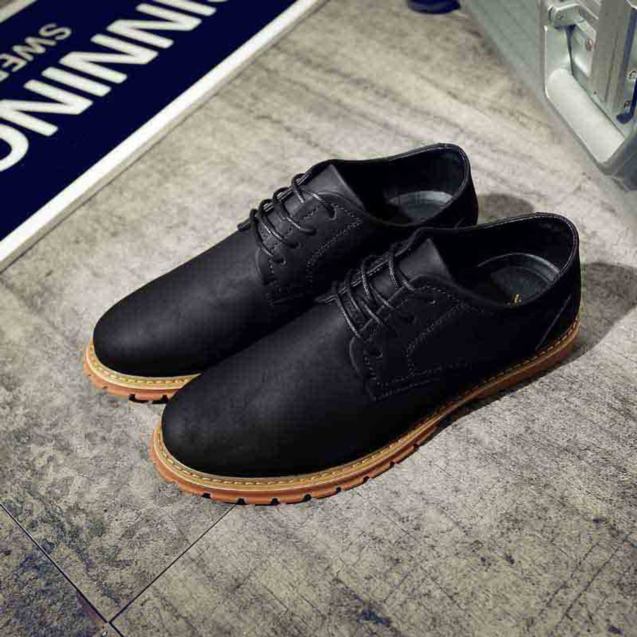 Black retro leather derby dress shoe | Mens dress shoes online 1401MS