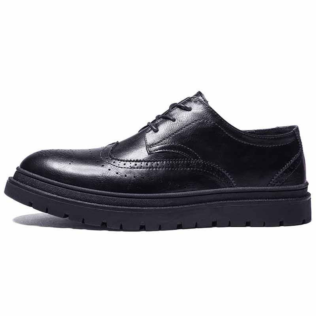 Black retro brogue leather derby dress shoe | Mens dress shoes online ...