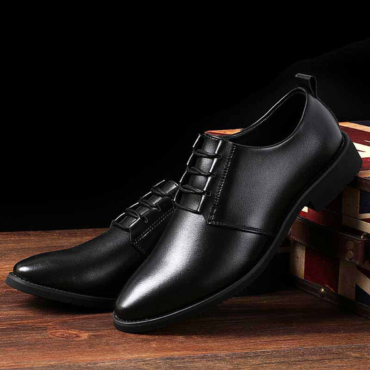 Black simple plain urban leather dress shoe | Mens dress shoes online ...