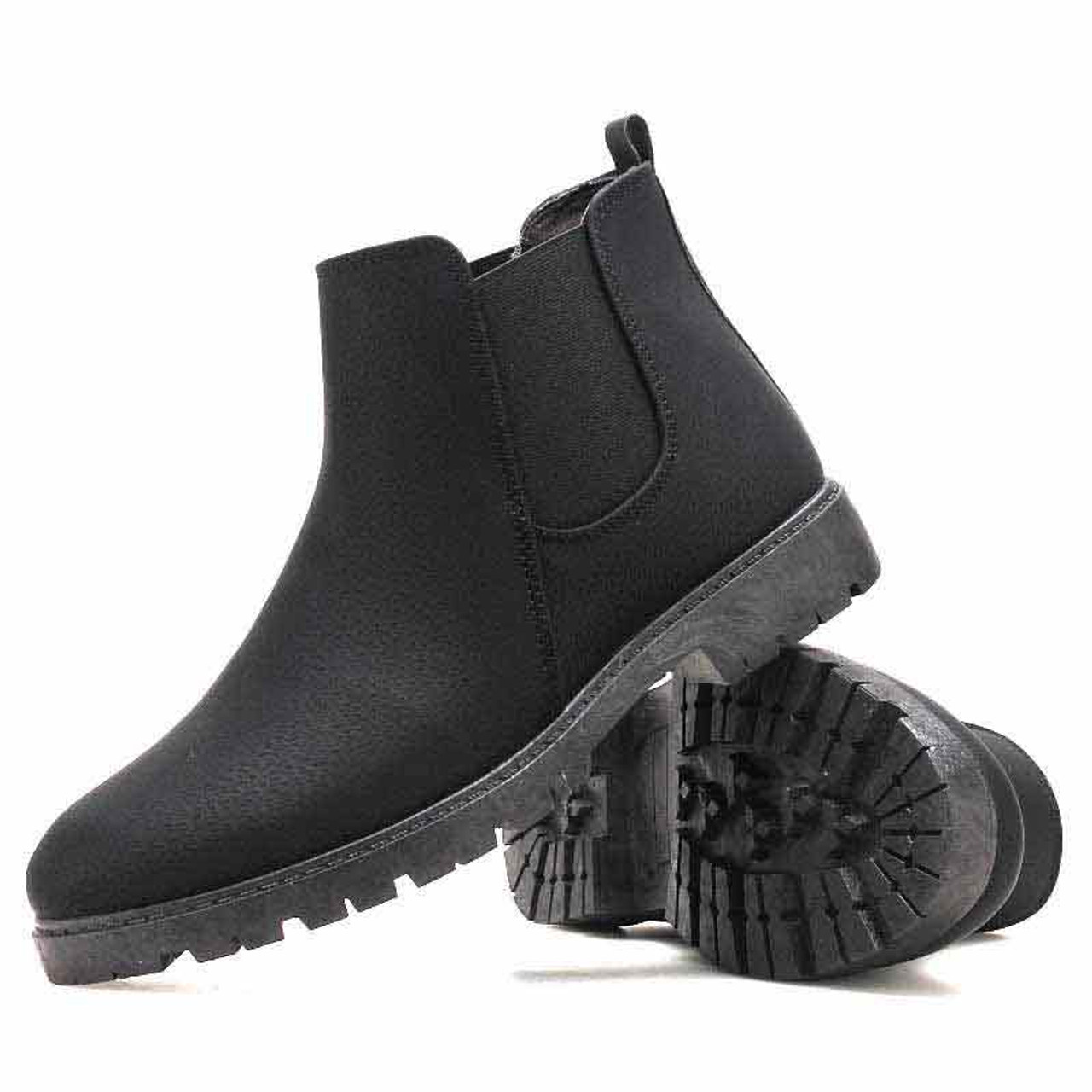 Black plain design slip on shoe boot | Mens shoe boots online 1447MS