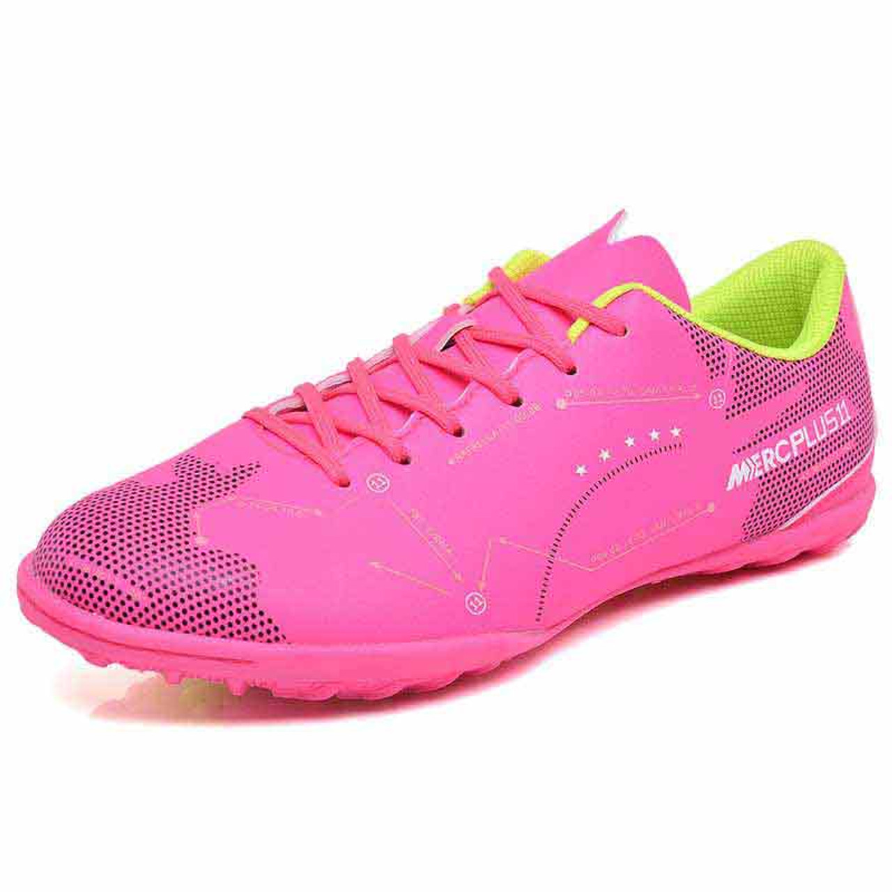 Pink label text pattern print soccer shoe | Mens football & soccer