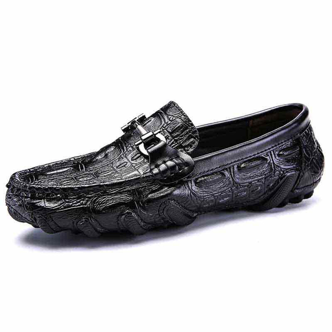 black croc loafers