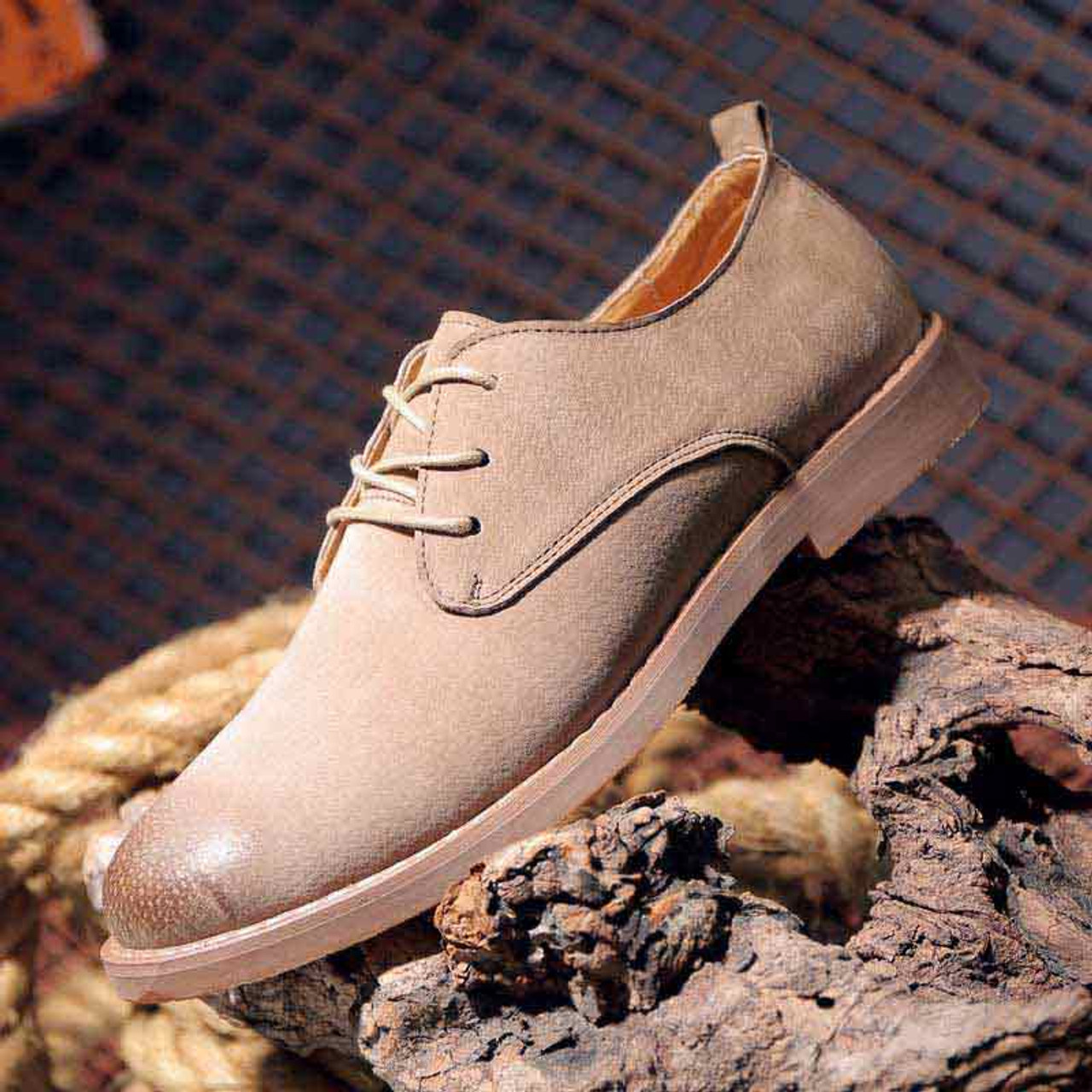 Khaki retro leather derby dress shoe | Mens dress shoes online 1479MS