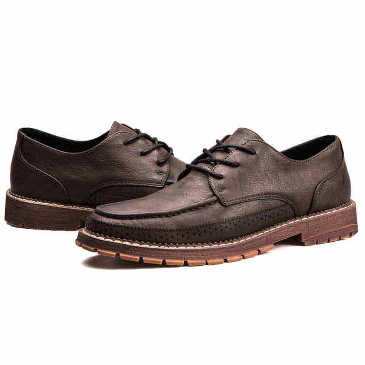 Brown retro leather derby dress shoe | Mens dress shoes online 1480MS
