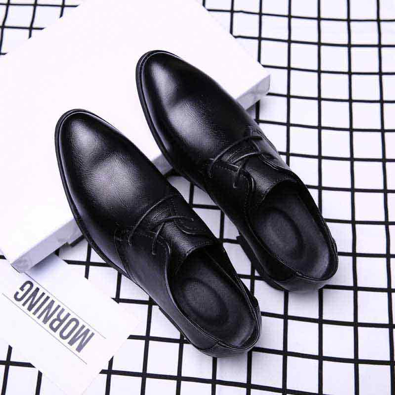Black urban leather derby dress shoe | Mens dress shoes online 1483MS