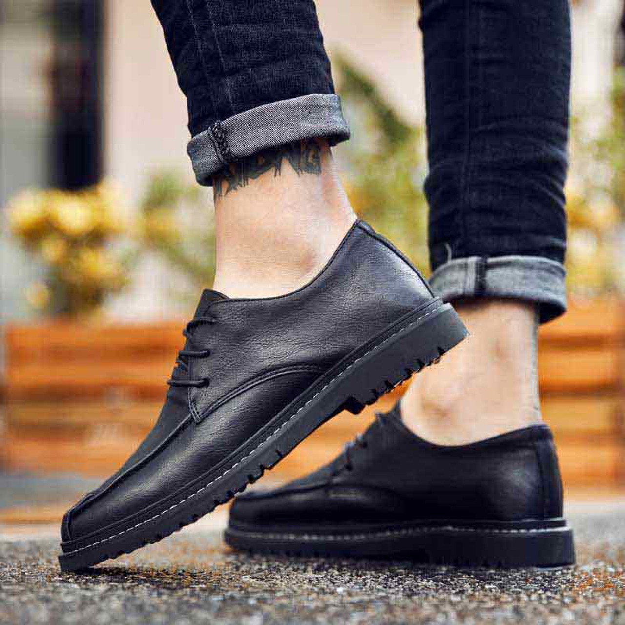 Black retro leather derby dress shoe | Mens dress shoes online 1494MS