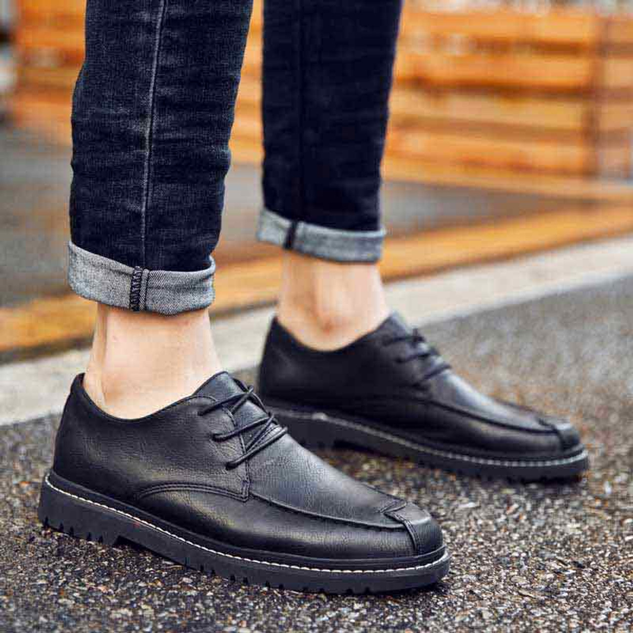 Black retro leather derby dress shoe | Mens dress shoes online 1494MS
