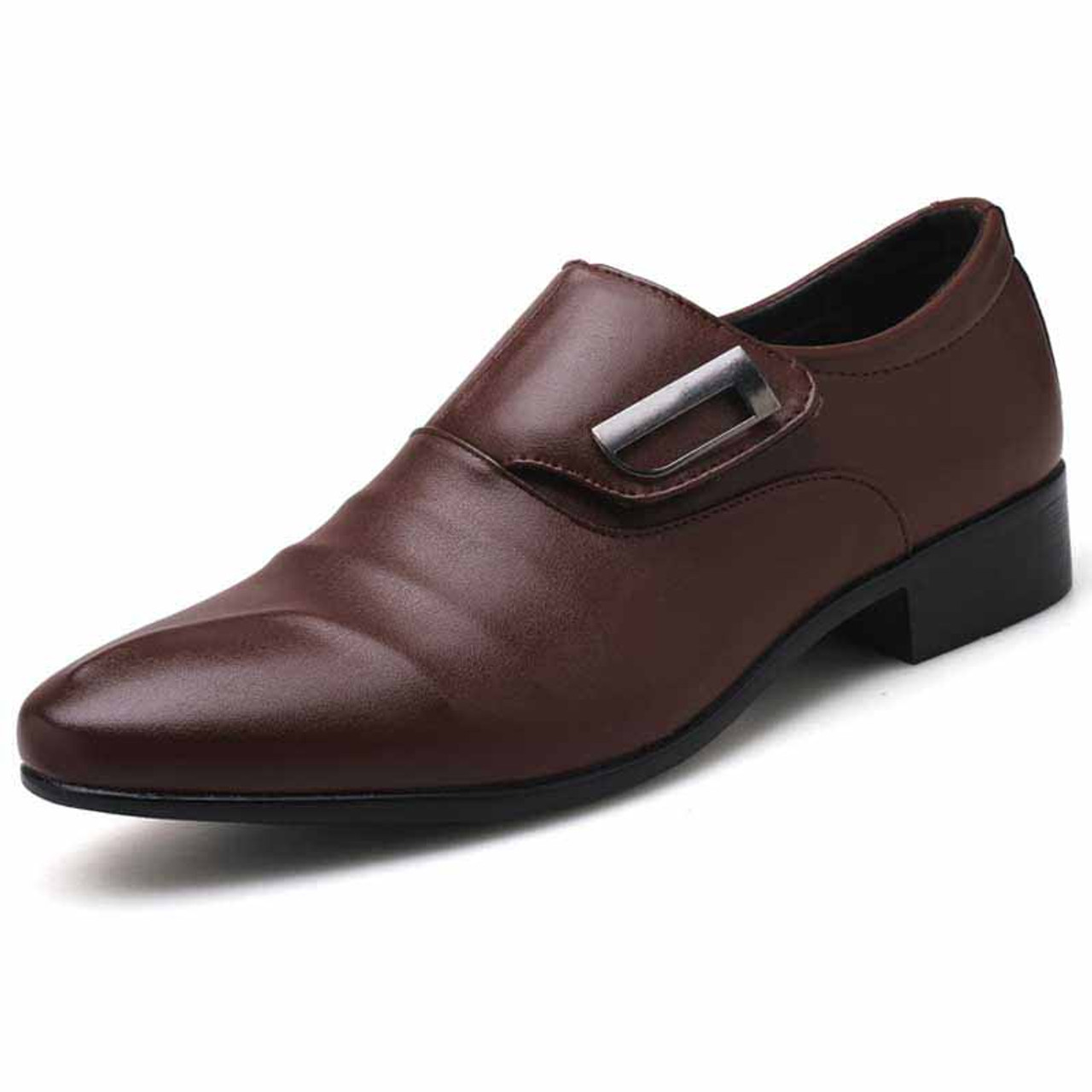 Brown pleated velcro buckle slip on 