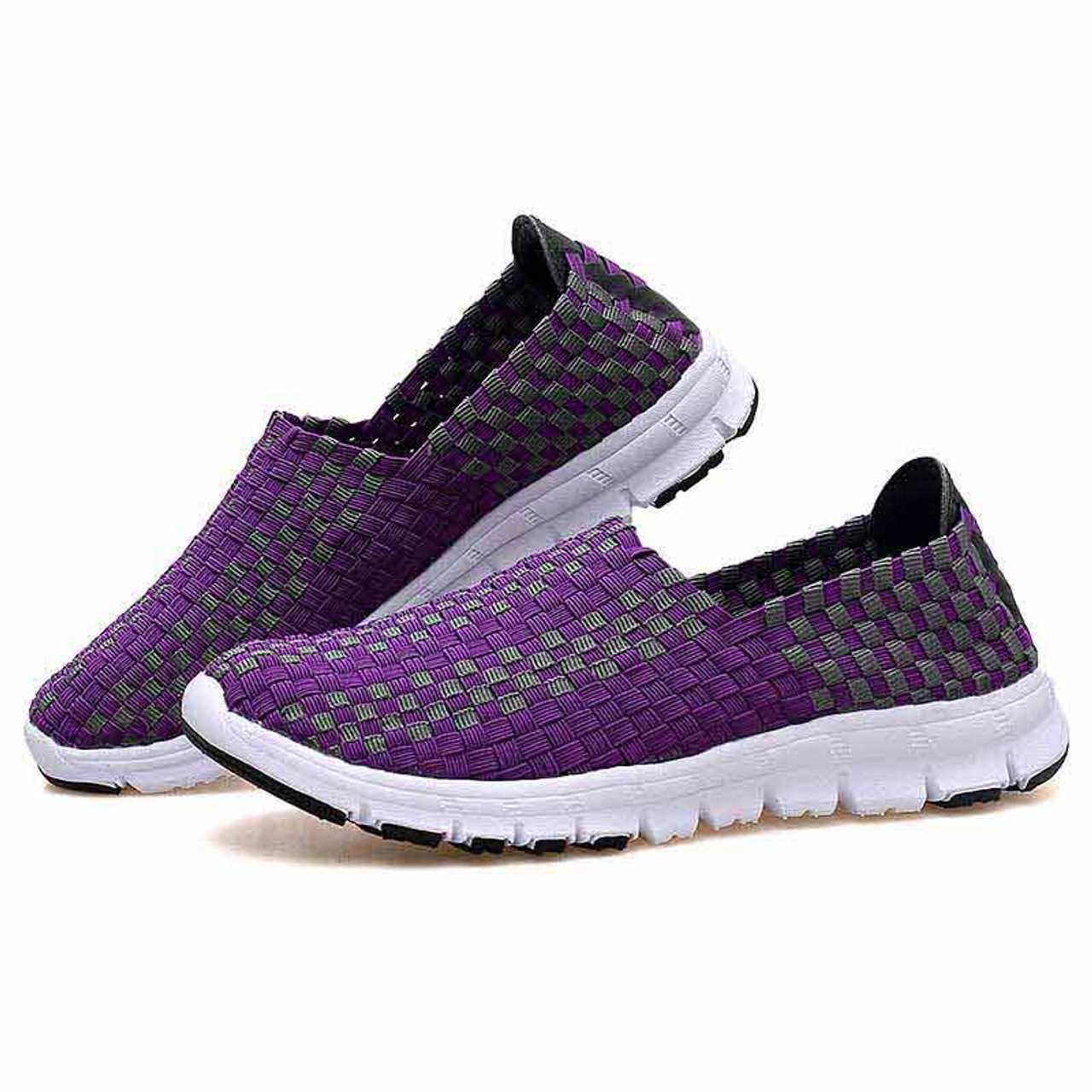 Purple knit check slip on shoe sneaker | Womens sneakers shoes online ...