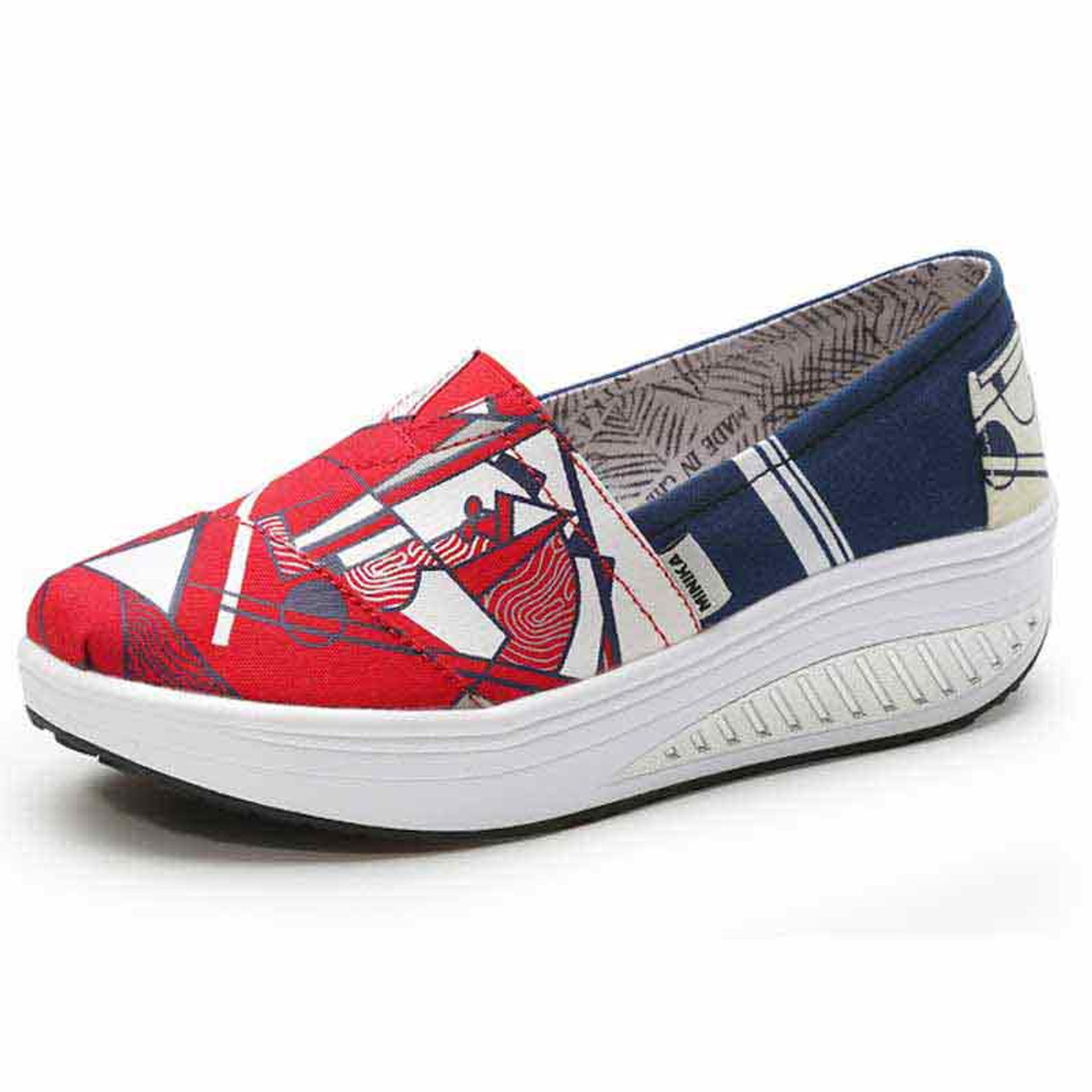 womens red canvas slip on shoes