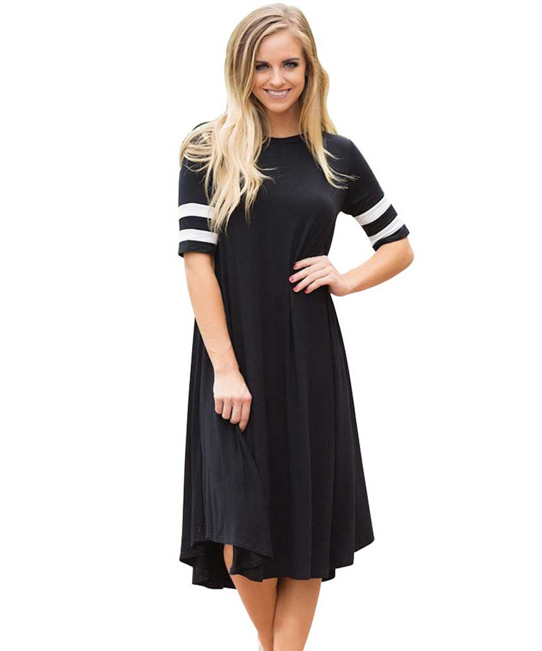 black mid sleeve dress