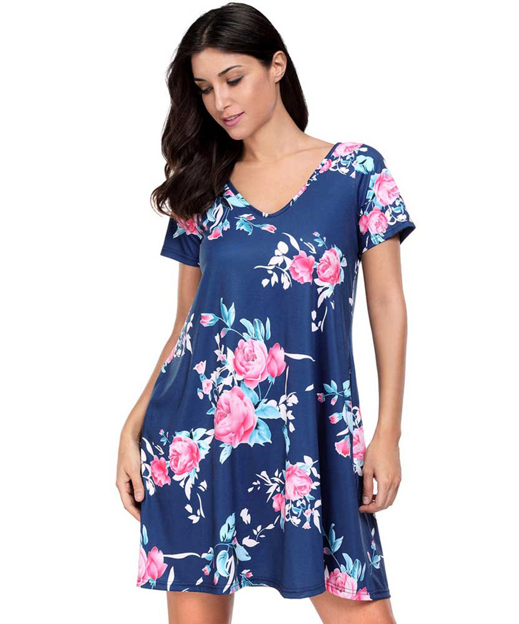 pink and blue women's dress