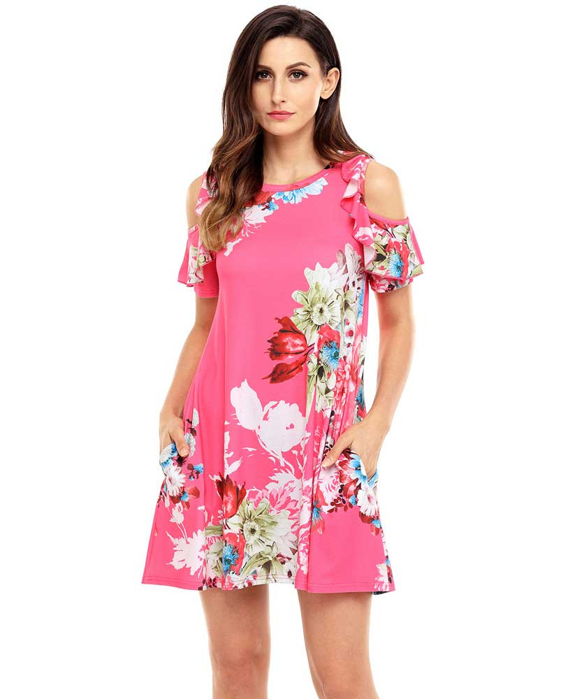 red floral mini dress