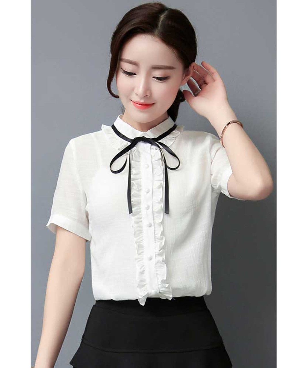 womens white dress shirt short sleeve