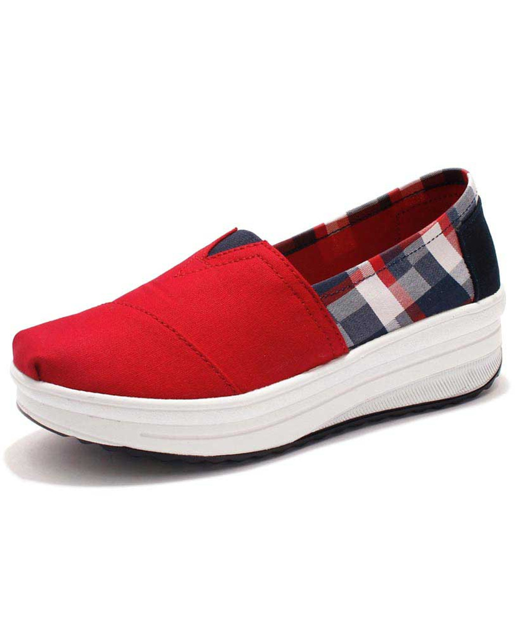 red check shoes