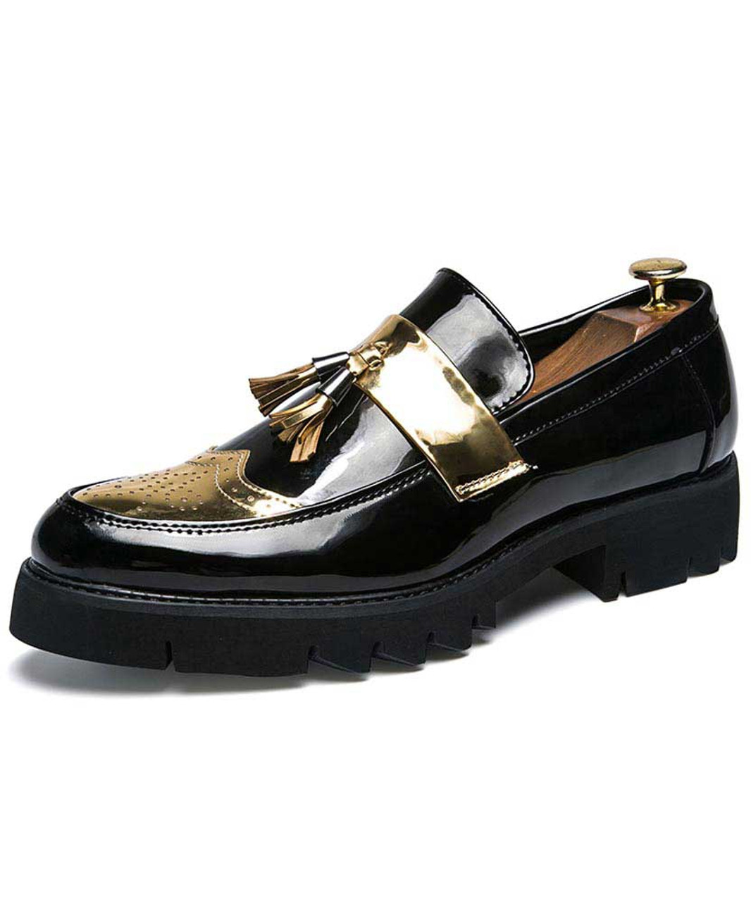 black golden shoes