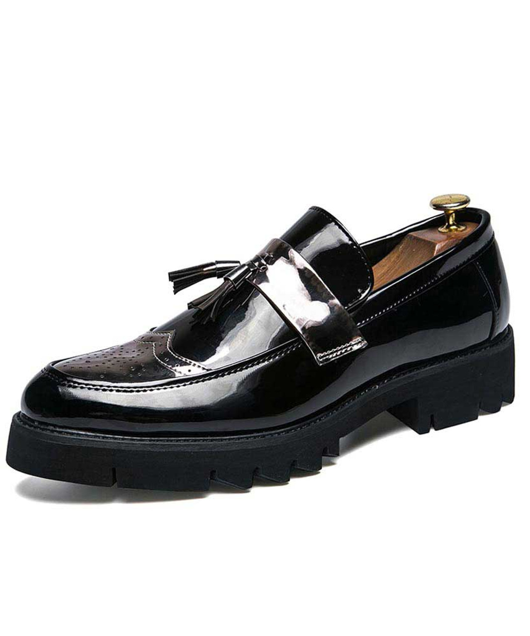 mens black slip on brogues