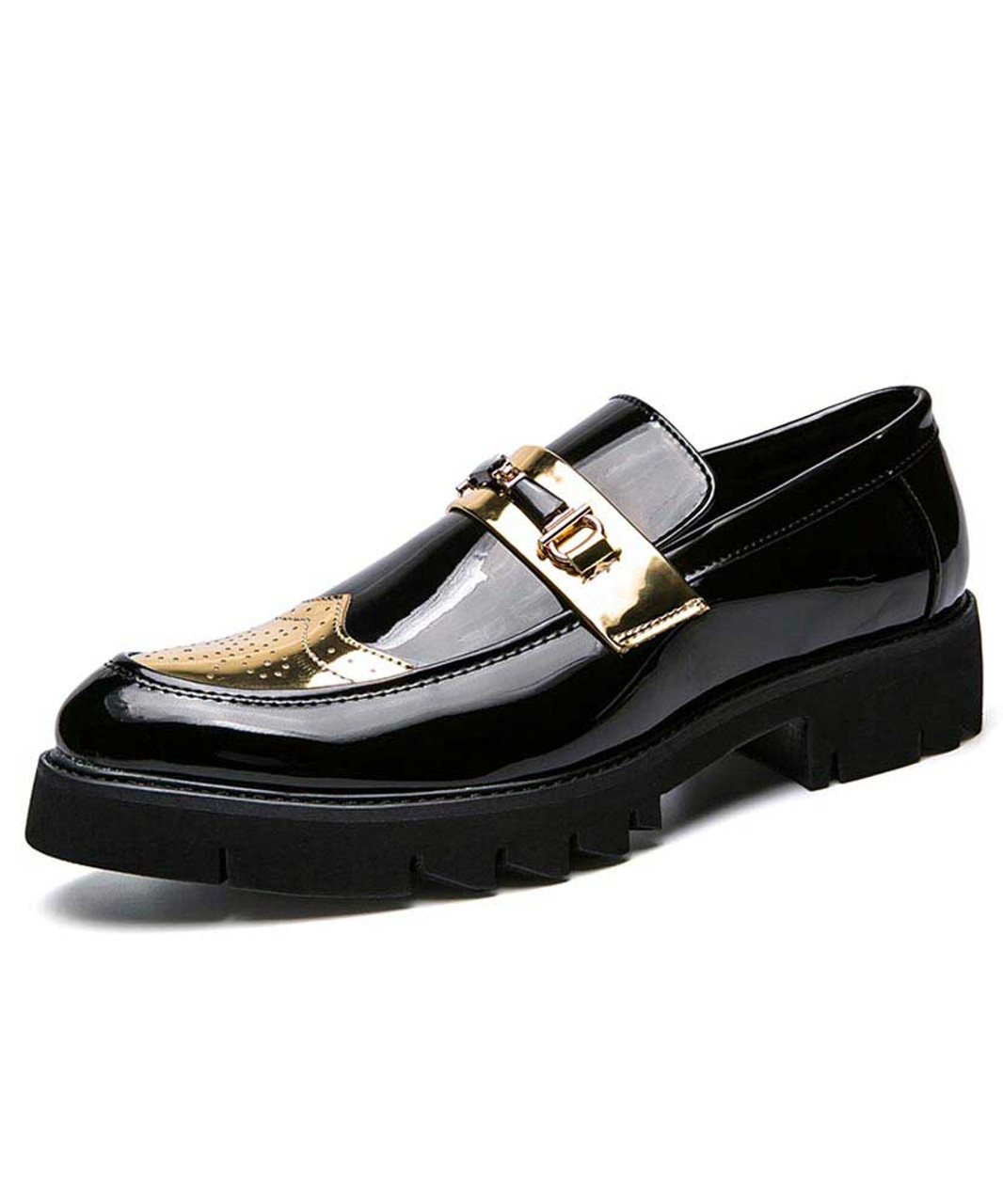 black golden shoes