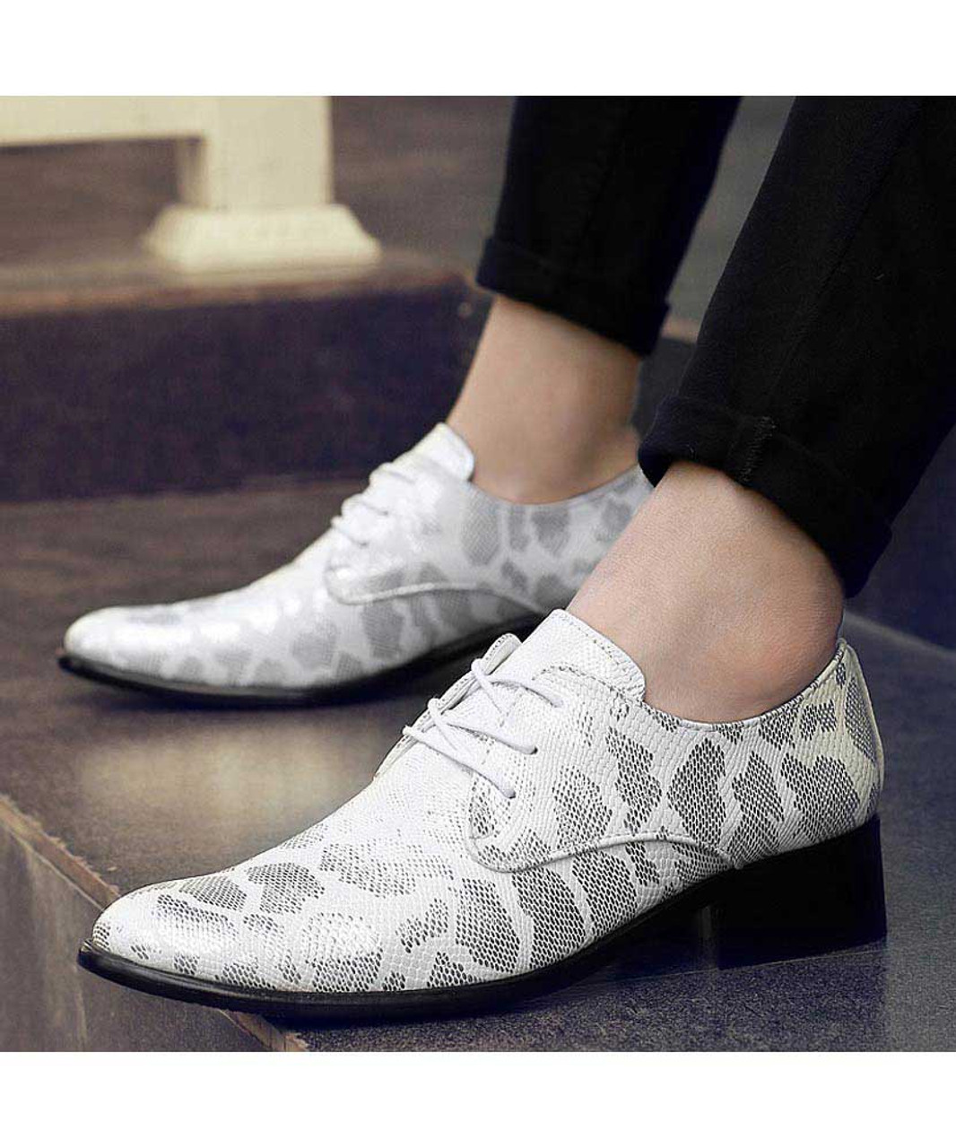 Silver snake skin pattern derby dress shoe | Mens dress shoes online 1585MS