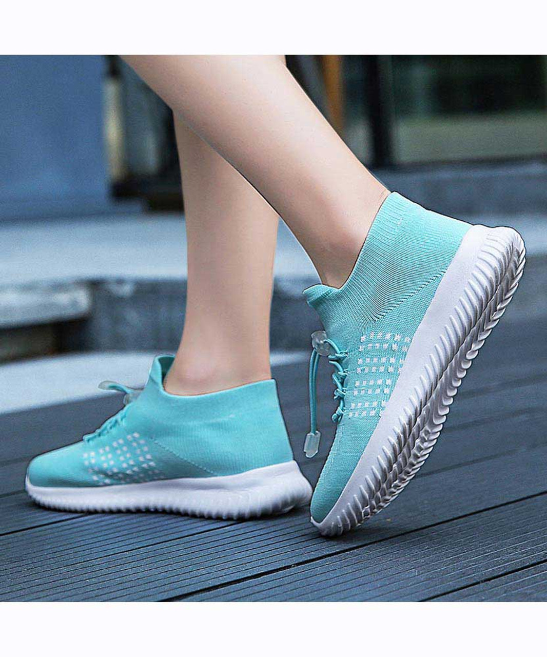 Green blue flyknit dot pattern sock like fit shoe sneaker | Womens shoe ...