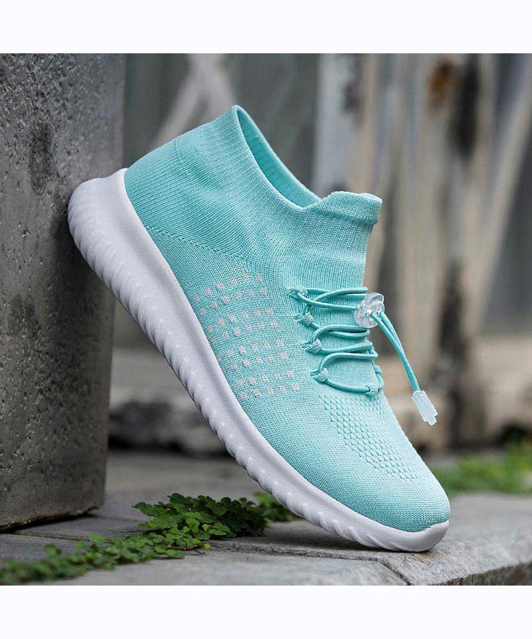 Green blue flyknit dot pattern sock like fit shoe sneaker | Womens shoe ...