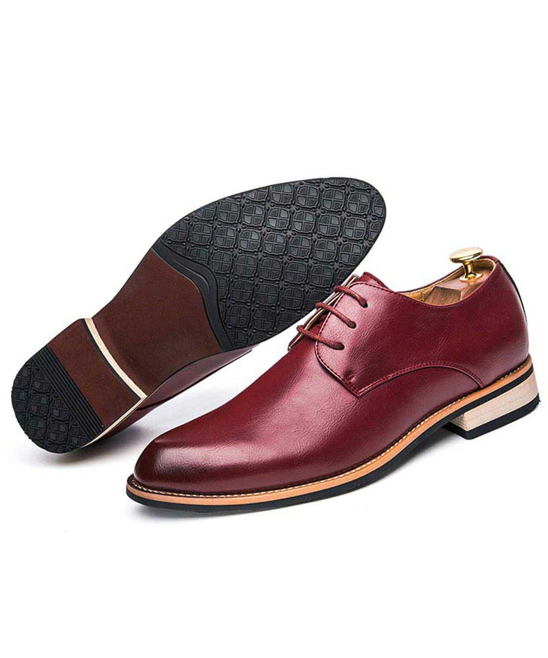 Red retro toned leather derby dress shoe | Mens dress shoes online 1627MS