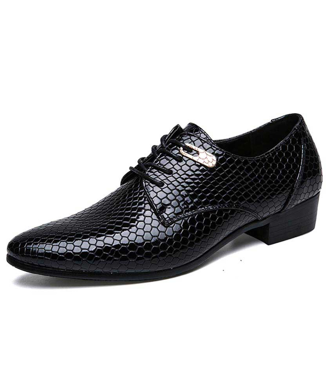 Black snake skin pattern derby dress shoe | Mens dress shoes online