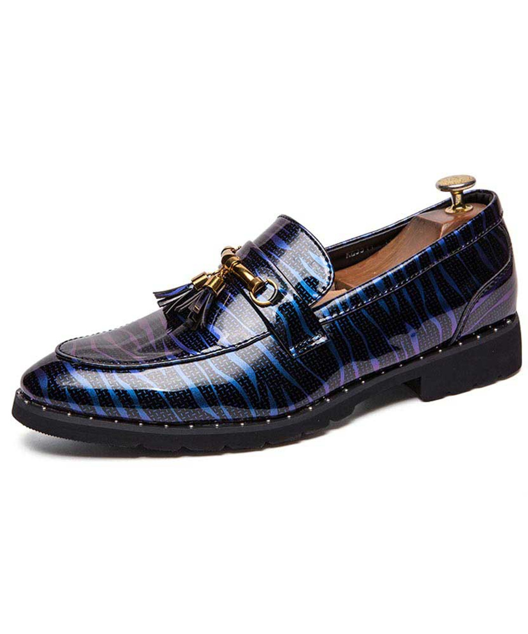 blue slip on dress shoes