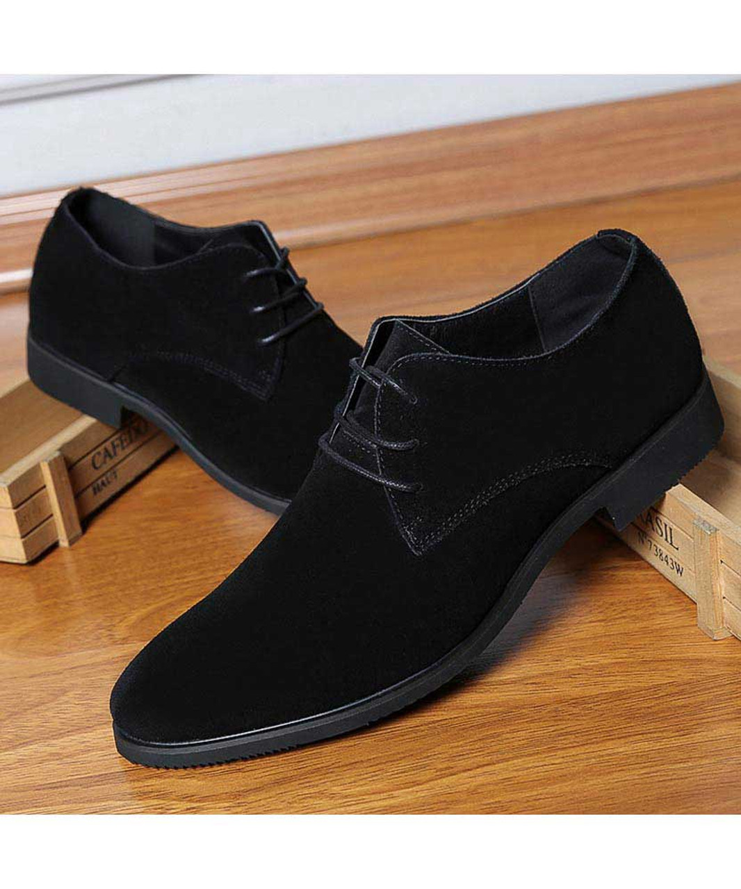 Black urban suede leather derby dress shoe | Mens dress shoes online 1672MS