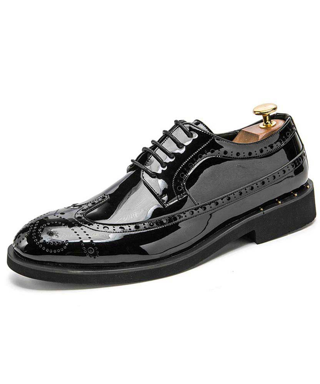 men's black leather brogues