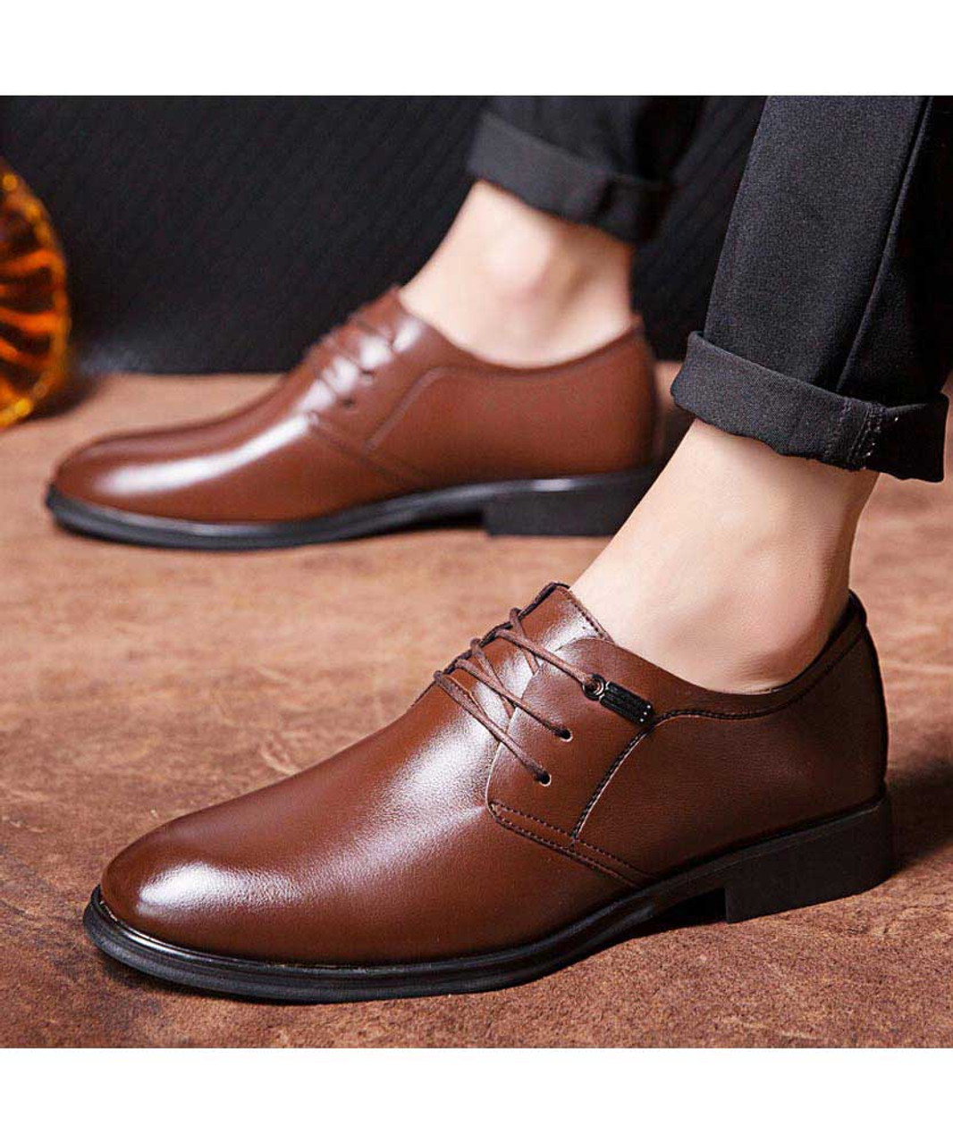 Brown urban leather derby dress shoe retro tone | Mens dress shoes ...