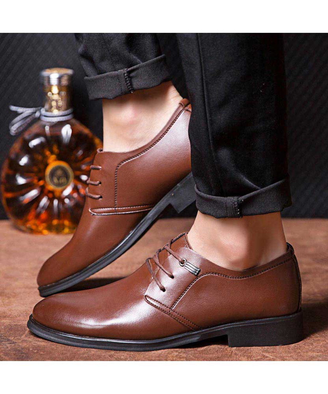 Brown urban leather derby dress shoe retro tone | Mens dress shoes ...
