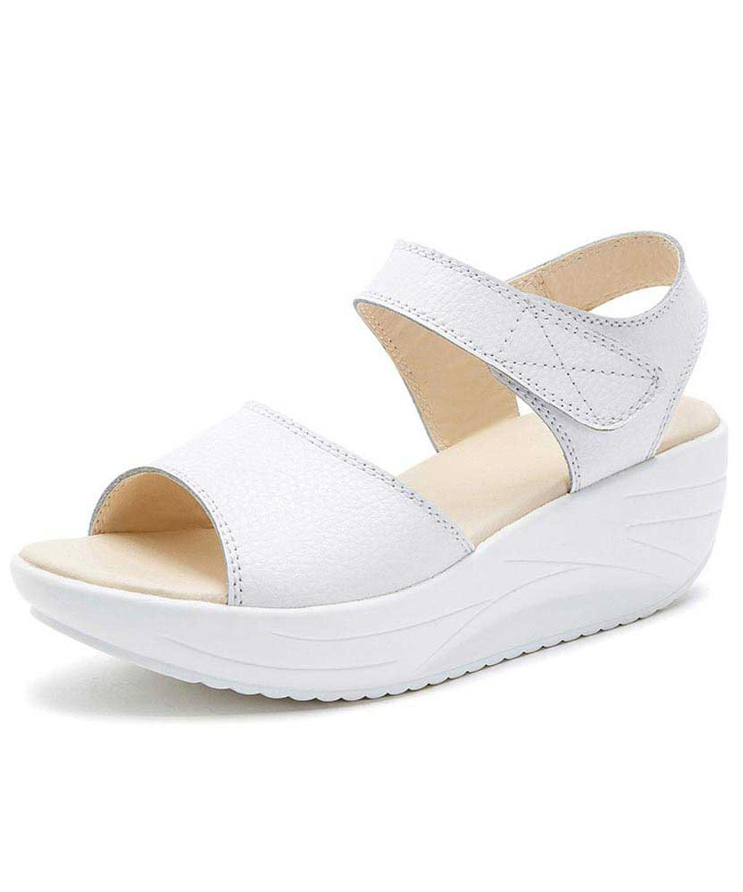 White velcro discount strap sandals