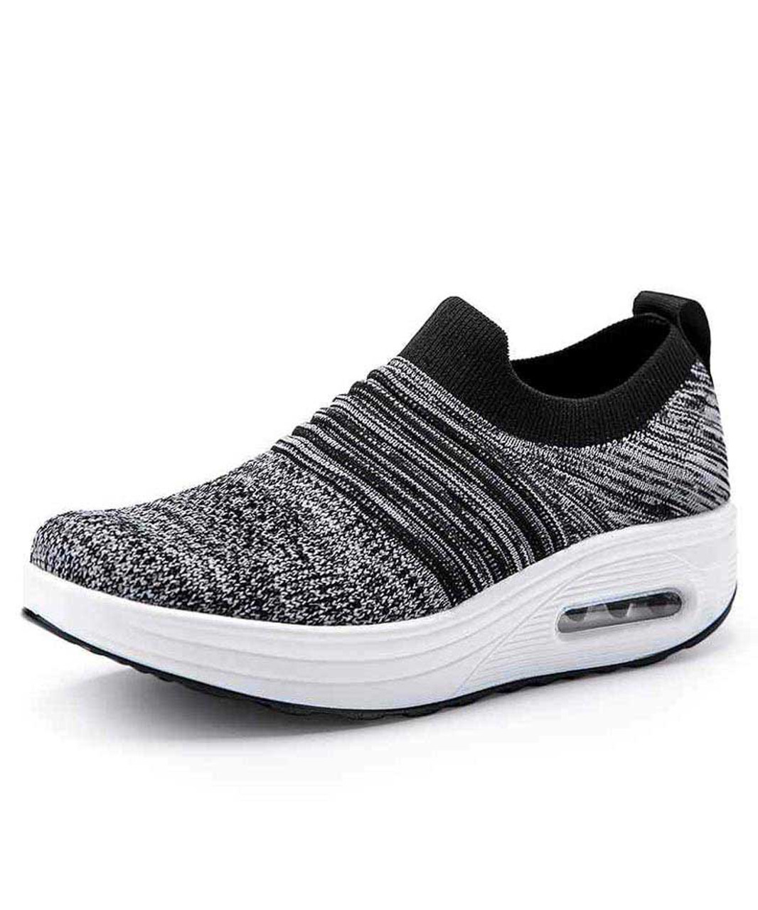 Dark grey flyknit stripe slip on rocker 