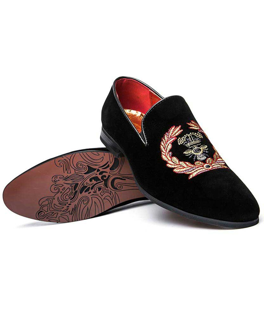 Black classic pattern nubuck leather slip on dress shoe | Mens dress ...