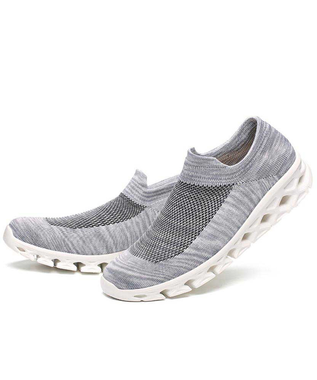 Grey texture pattern flyknit slip on shoe sneaker | Womens shoe ...