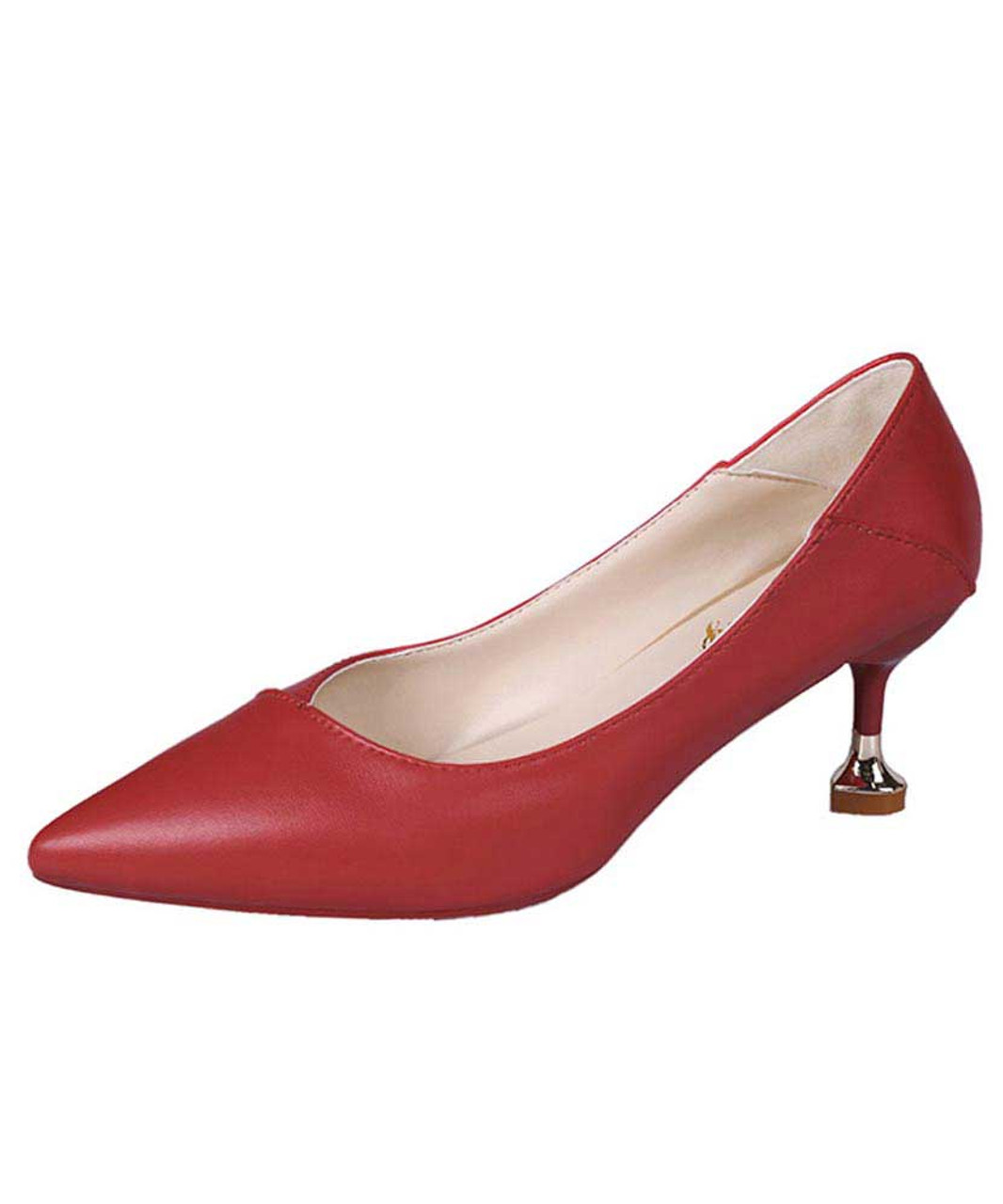 Red mid heel slip shoe in plain | Womens dress shoes, court & pumps online 1952WS
