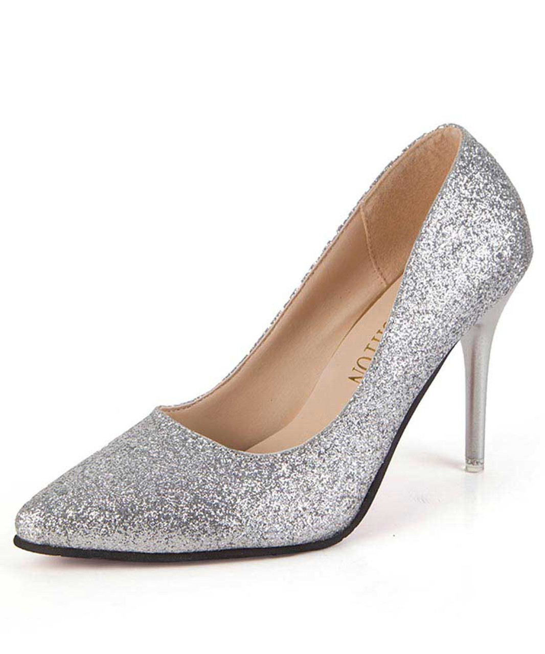 sequin silver shoes